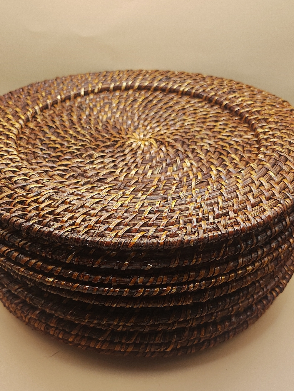 Piper Woven Chargers In Antique Walnut Finish 12.5" Inches